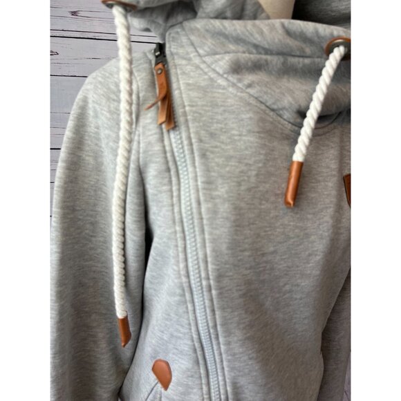 Wanakome Athena Hoodie Pullover Sweatshirt size Small Shacket Asymmetrical Gray - Picture 6 of 12